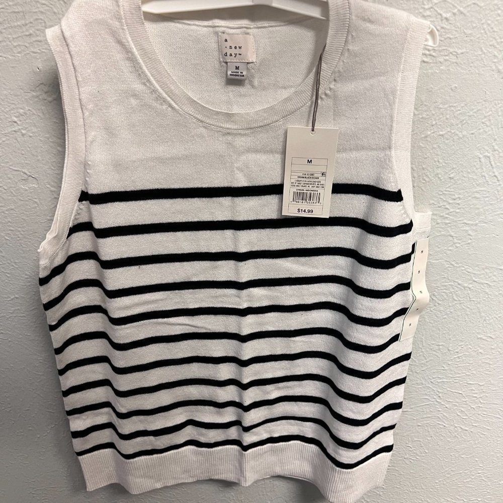 (New) Cream/Black Stripe Tank Top- A New Day